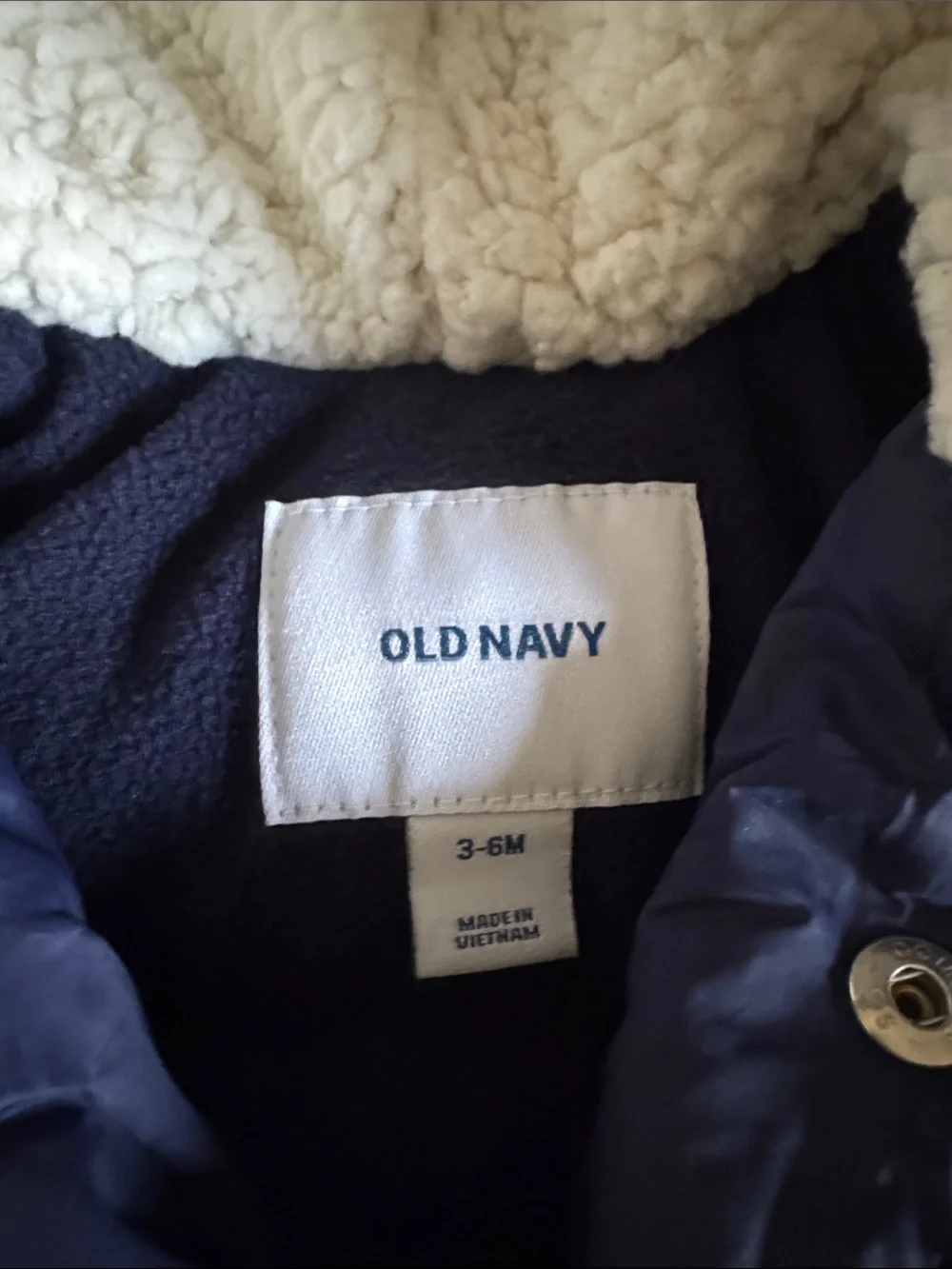 Old Navy Baby Puffer Jacket with Sherpa-Lined Hood Size 3-6 Months - Navy Blue